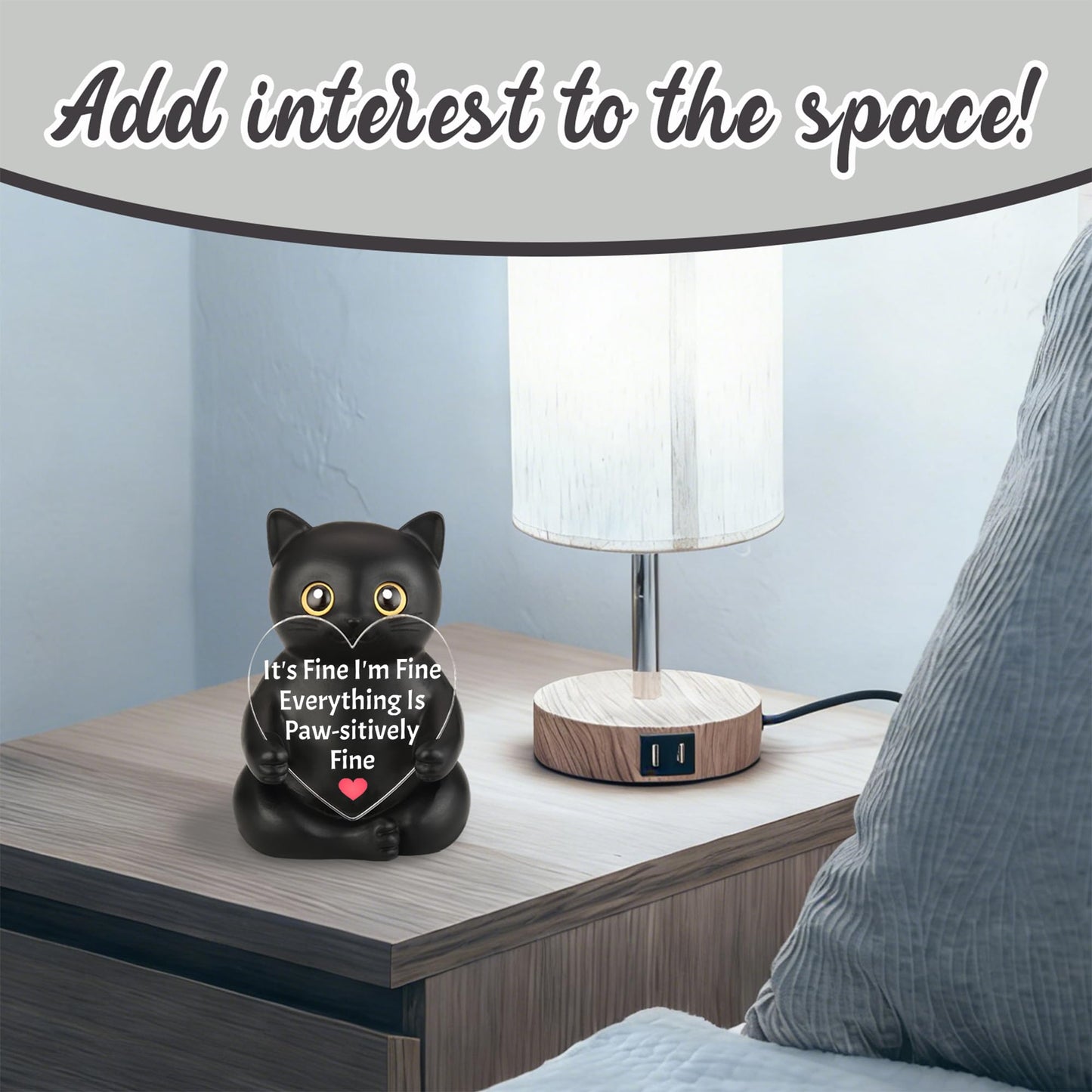 FTONENI Funny Black Cat Encouragement Desk Decor, Positive Office Gift for Coworker Teacher Nurse Friend, Motivation Desk Figurine for Team Appreciation - FDD632