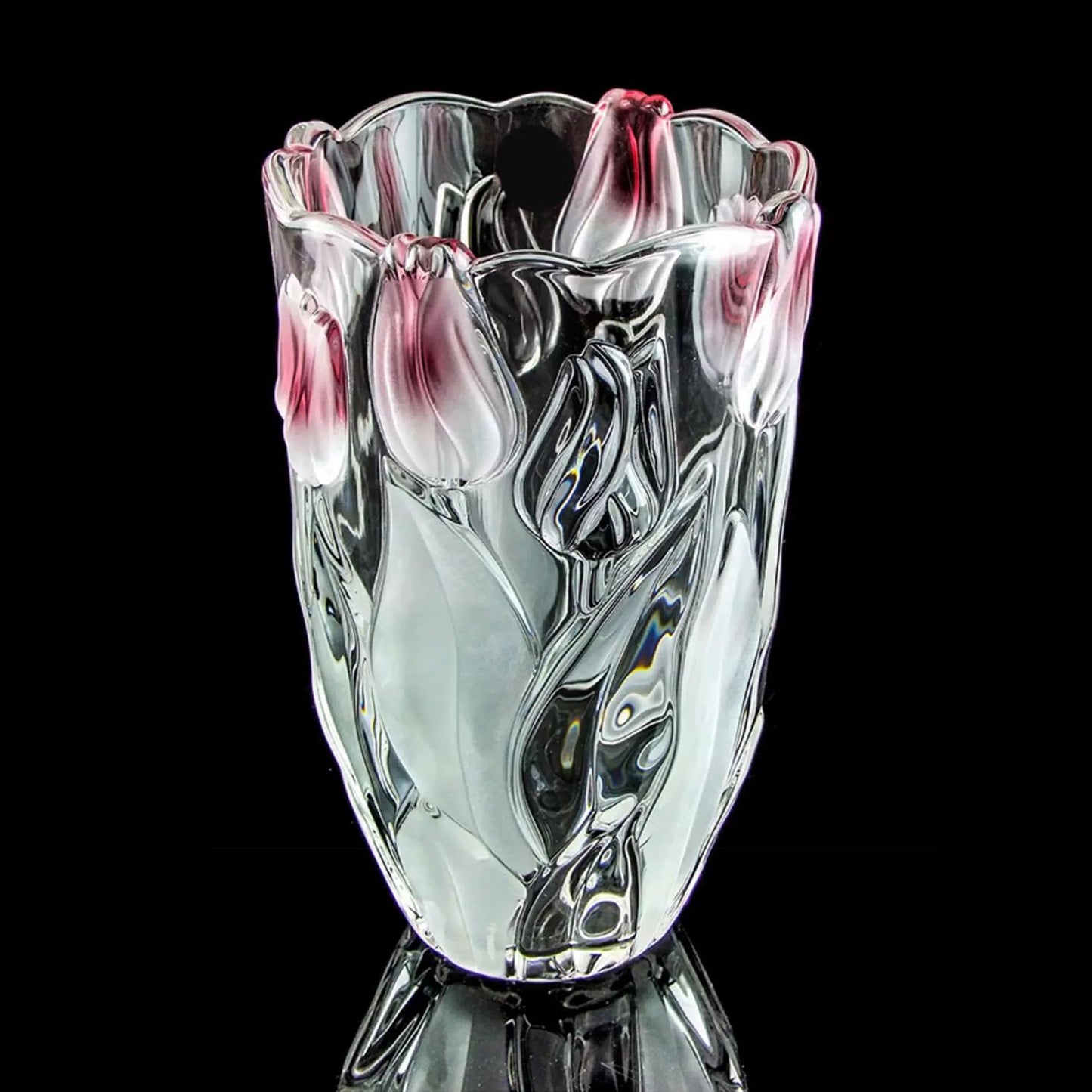 Glass Flowers Vase 9.3 inch Tall, Unique Crystal Vases for Tables Centerpieces, Vintage and Tulip Shape Large Vases Christmas Thanksgiving Gifts.