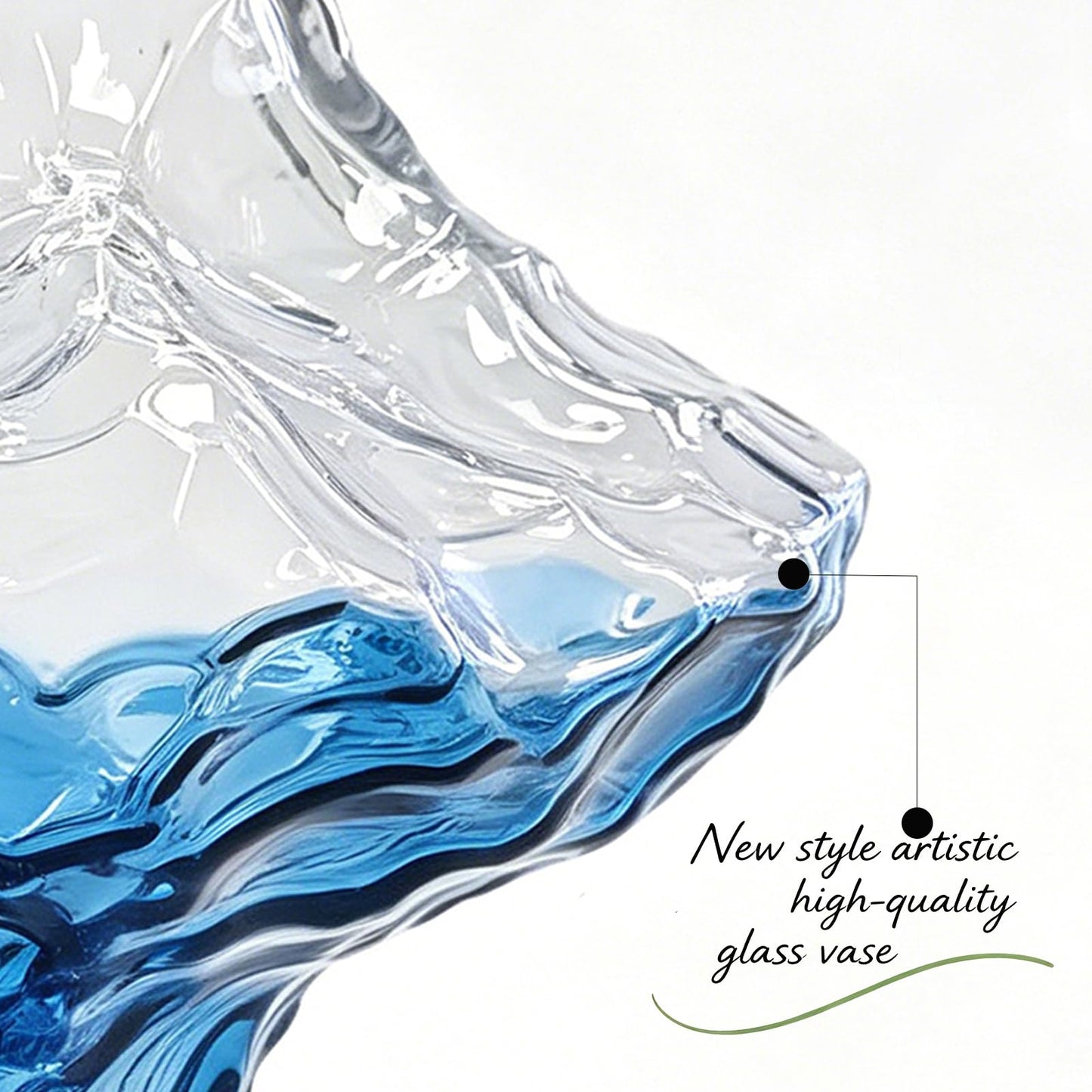 USmagically Glass Vase, Blue Glass Vase Modern Clear Flower Vases 6.29 Inch, Thickened Glass Vases for Centerpieces, Minimalist Decorative Vase for Living Room Kitchen Office Wedding