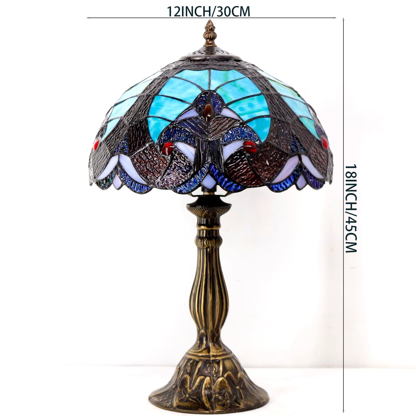 WERFACTORY Tiffany Style Lamp Green Liaison Stained Glass Table Lamp