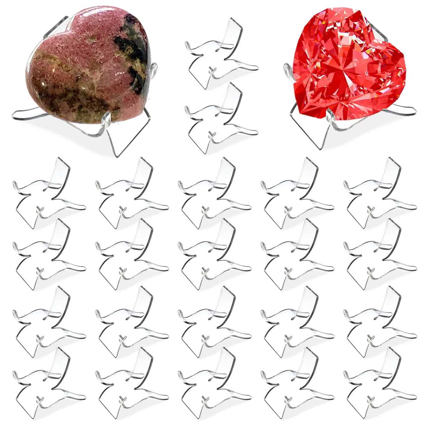 (24 PCS）Display Stand,Acrylic Rock Display stands,Clear Display Easel Stands Pedestal for Crystal Geodes Rock Mineral Agate Fossil Coral crystal/gemstone Small Collectibles Display Stands (Large)