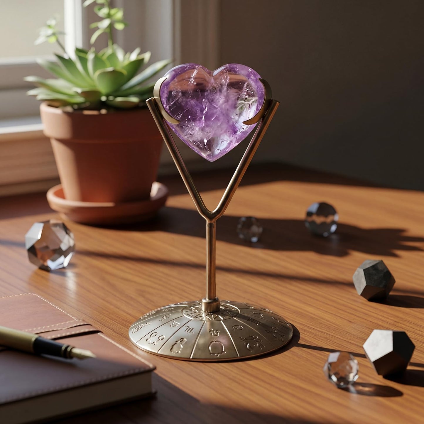 Otoolling Silver 2 Pcs Heart Shape Metal Display Stand Adjustable Silver Rock Display Holder for Gemstones Minerals Agate Slabs Plates Seashell Sphere Crystal Ball Eggs Collectibles