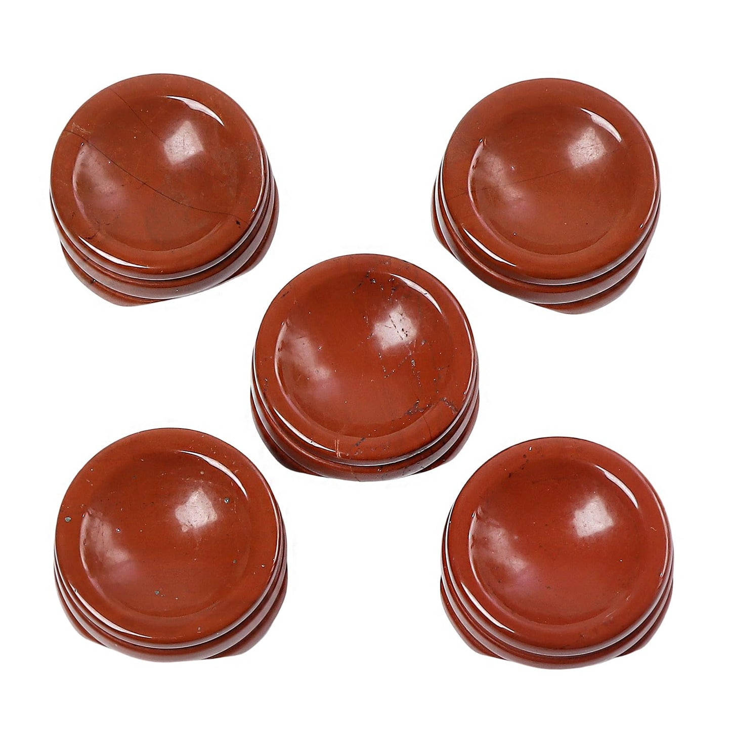 Casaper Natural Red Jasper & Black Obsidian Sphere Crystal Holder for Ball, Hand Carved Natural Mini Stone Egg Display Base Stand Pack of 2