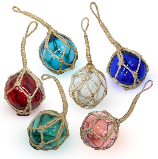 SAILINGSTORY Glass Fishing Float Ball Nautical Beach Ornaments 2" Set of 6