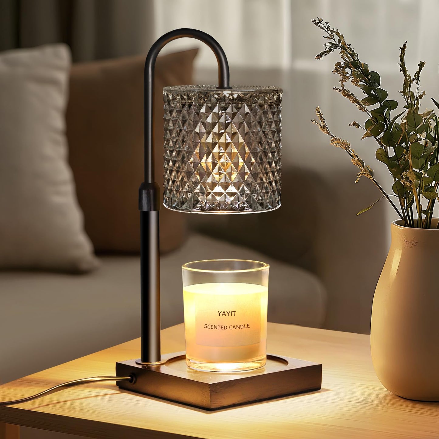YAYIT Candle Warmer Lamp with Timer Dimmer Adjustable Height, Candle Warmer with 2 Bulbs for Jar Candles, Home Decor, for Women Birthday