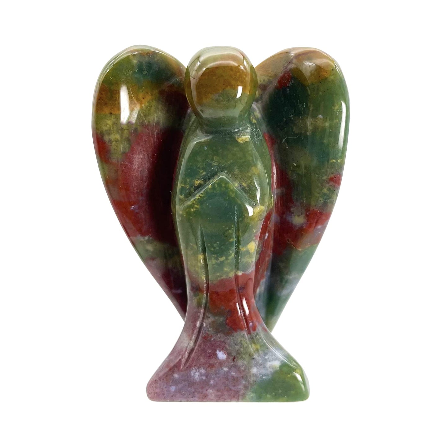 Fekuar Natural Indian Agate Guardian Angel Statue, Hand-Carved Healing Crystal Pocket Figurines Decoration 2 Inches