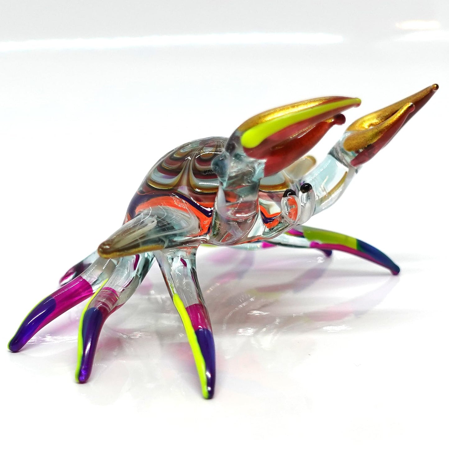 Sansukjai Crab Miniature Figurines Animals Hand Painted Blown Glass Art Collectible Gift Decorate 3.5", Vivid
