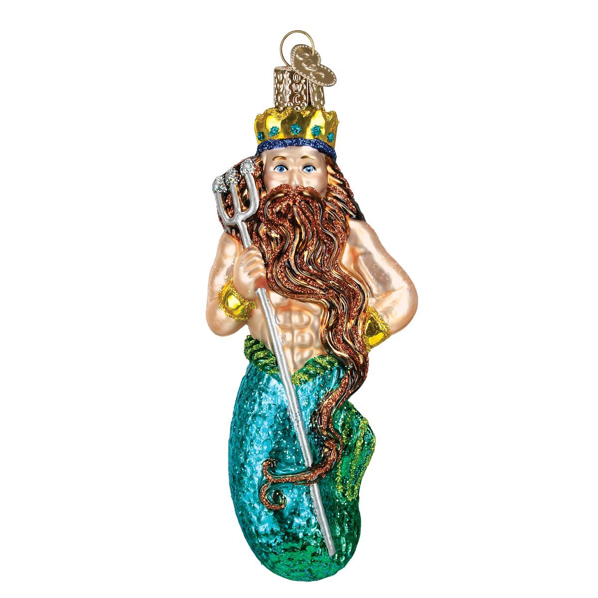 Old World Christmas Neptune Glass Blown Ornament for Christmas Tree, Handcrafted Holiday Decoration, Sea Collection