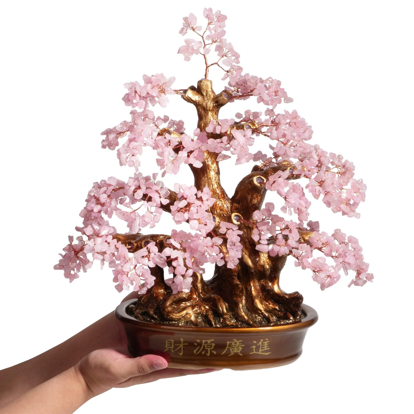 Natural Rose Quartz Tree Large,18" Chakra Crystal Tree(1,300 Gemstone Count) Healing Properties - Bonsai Feng Shui Money Tree for Love Self Care Home Office Decoration
