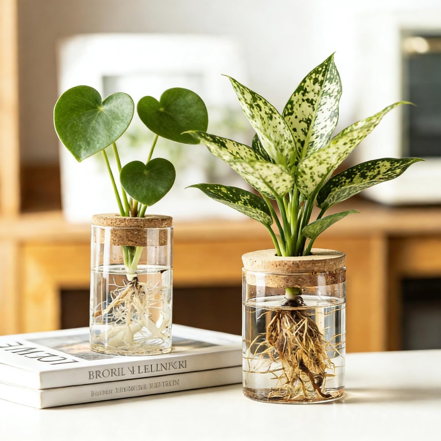 Glass Propagation Stations, 2 Large & 2 Small Desktop Flower Vases