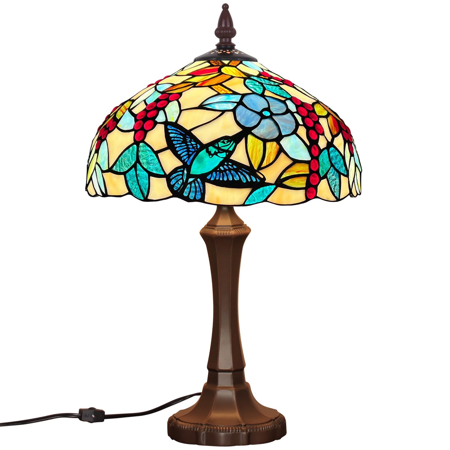 Capulina Tiffany Table Lamp Red Grape Stained Glass 12x12x19 Inches