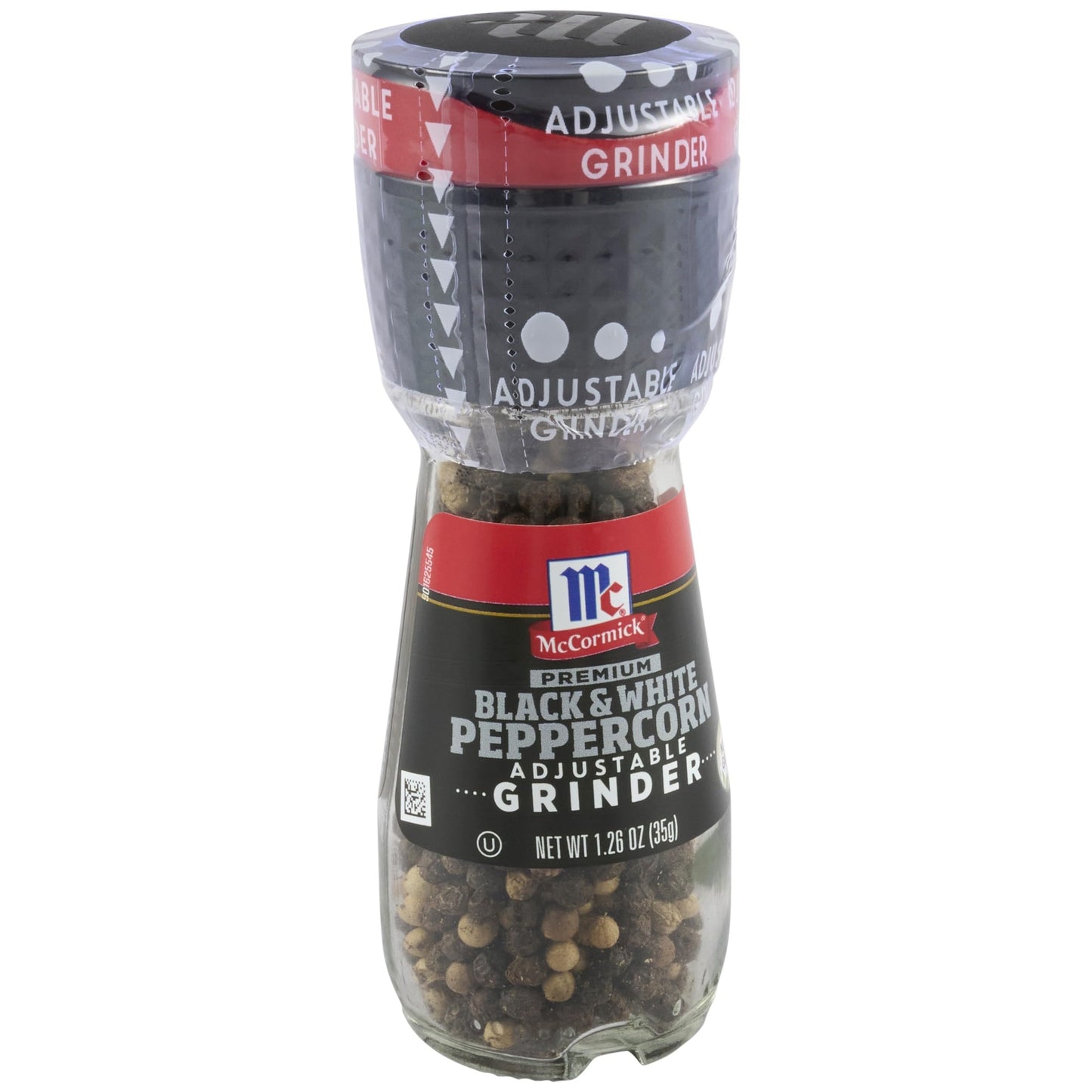 McCormick Premium Black & White Peppercorn Adjustable Grinder, 1.26 oz (Pack of 6)