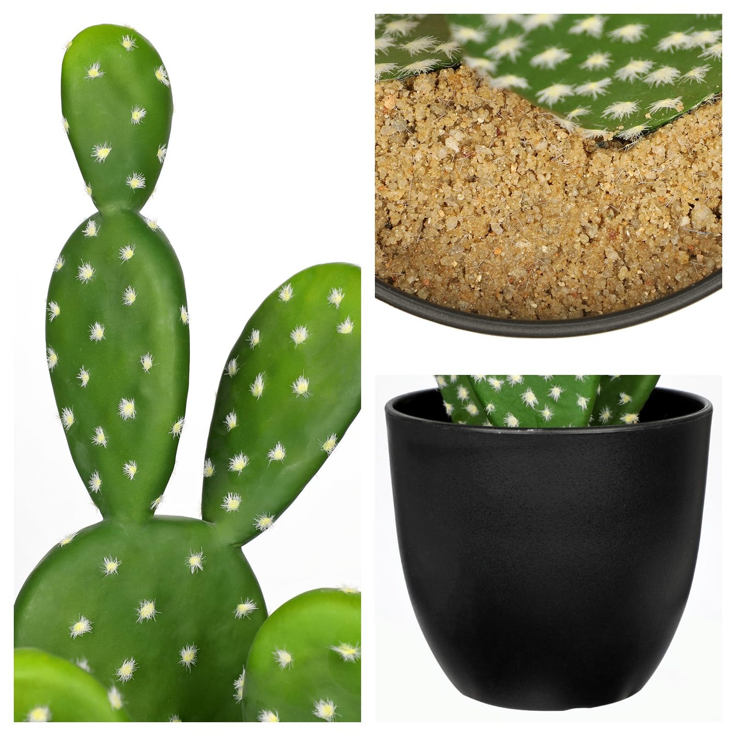 DILATATA 16.5" Small Fake Cactus Plant Potted 'Prickly Pear Cactus' Faux Cacti for Home Garden Office Decor Housewarming Gifts