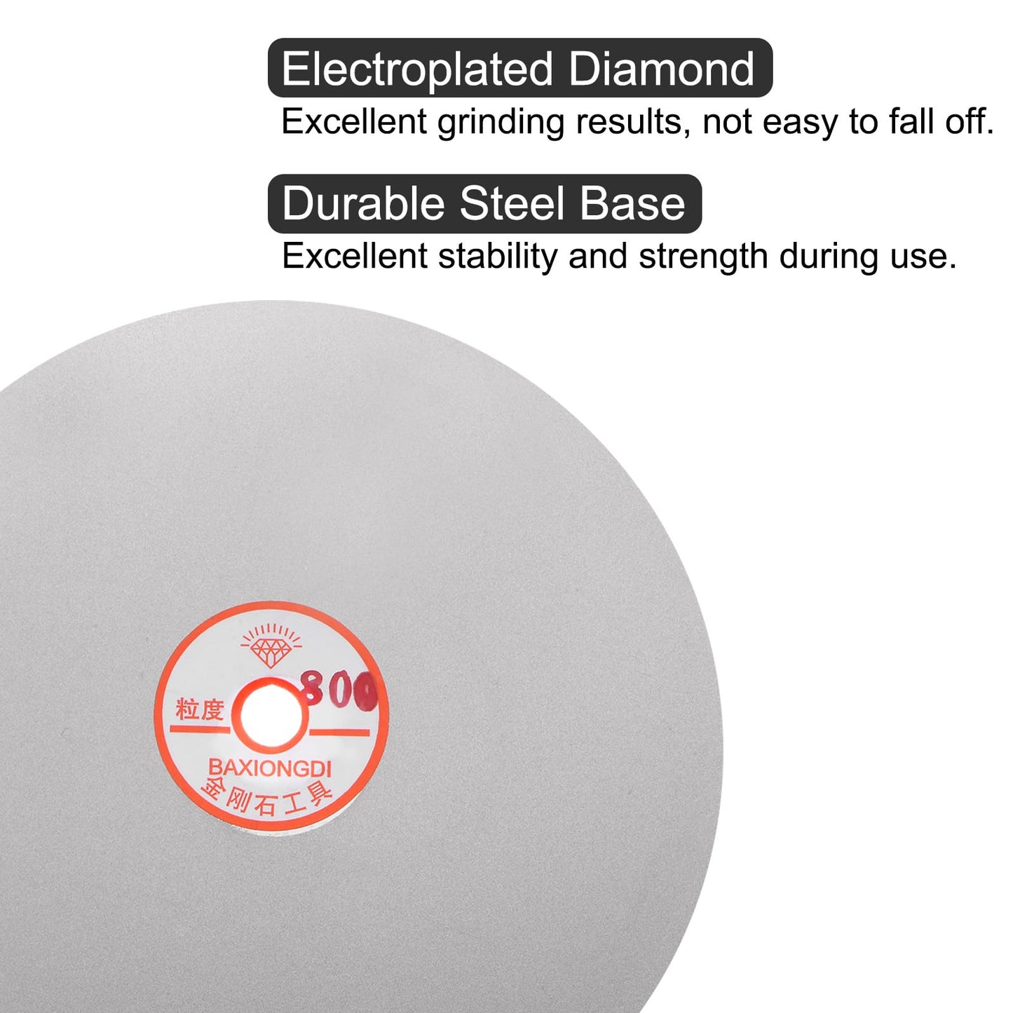 uxcell 5pcs Diamond Sanding Grinding Disc Set, 8-Inch (200mm) Grit 80/400/800/1500/3000 1/2" Arbor Hole, Flat Lap Wheel Polishing Discs for Gemstone Tile Glass Stone Metal