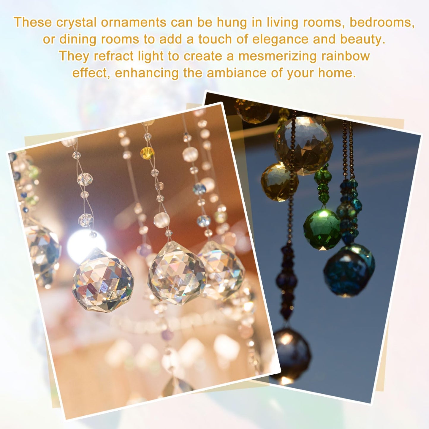 YELARXI Crystal Ball Prisms, Sun Catcher Hanging Prism Sun Catcher Pendant 56mm / 2.2Inch & 4 Pack & Clear-Fitting for (Outdoor/Indoor/Windows/DIY Decor/Feng Shui/Chandelier)
