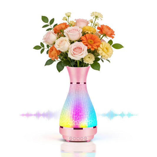 3-in-1 Vase Bluetooth Speaker With Ambient Light & White Noise, 8H Playtime, Water-Safe Flower Vase for Bedroom, Living Room Decor, Mother's Day,Birthday Gift for Women, Mom, Wife or Girlfriend