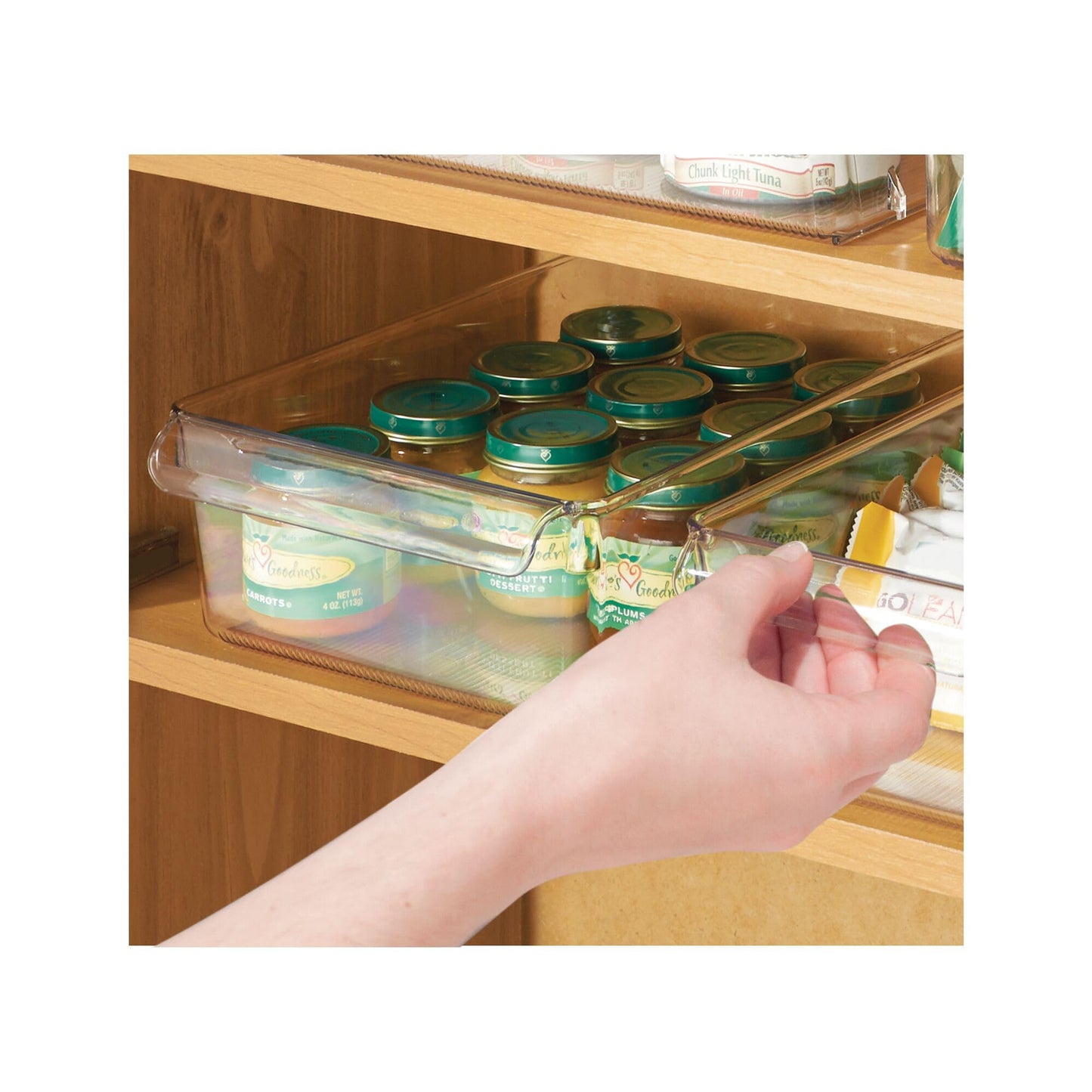 iDesign Fridge Storage Bin with Handle - Fridge Tray for Cheeses and Snacks - Set of 2 - Clear