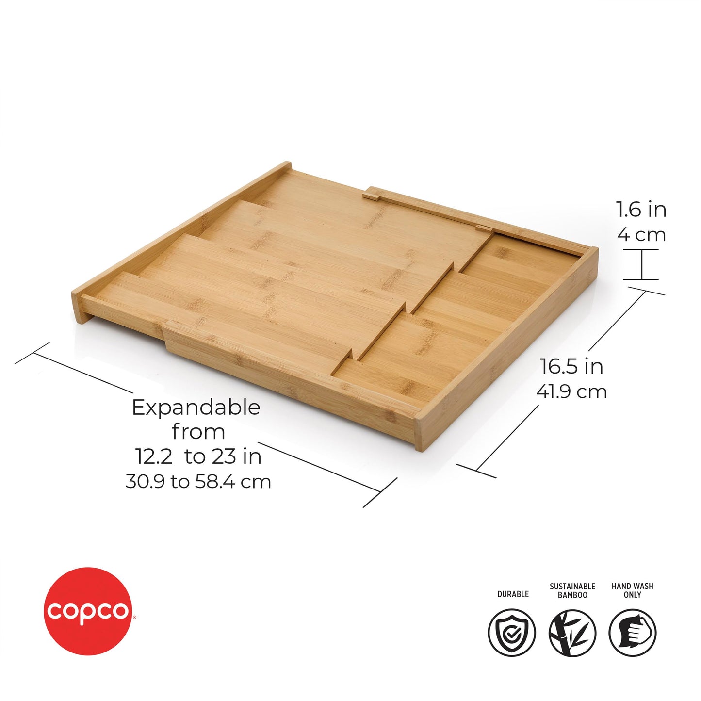 Copco Bamboo Expandable Spice Organizer Drawer and Counter Lazy Susan Turntable Style Tiered Rack - Adjustable 4-Tier Natural Wood Kitchen Spice Storage Organizer for Cabinet, Pantry, or Bathroom