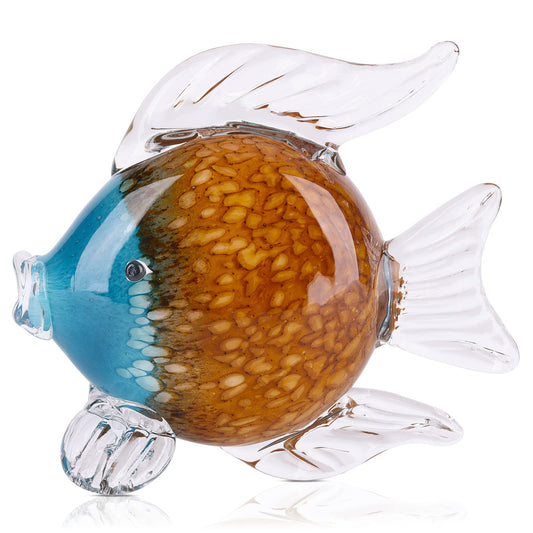 QIANLING Glass Fish Figurines - Coastal Home Decor, Modern Ocean Centerpieces for Living Room, Dining Area, Bathroom, Office, Coffee Table, Beach House, Nautical, Seaside, Entrance, Shelf Display