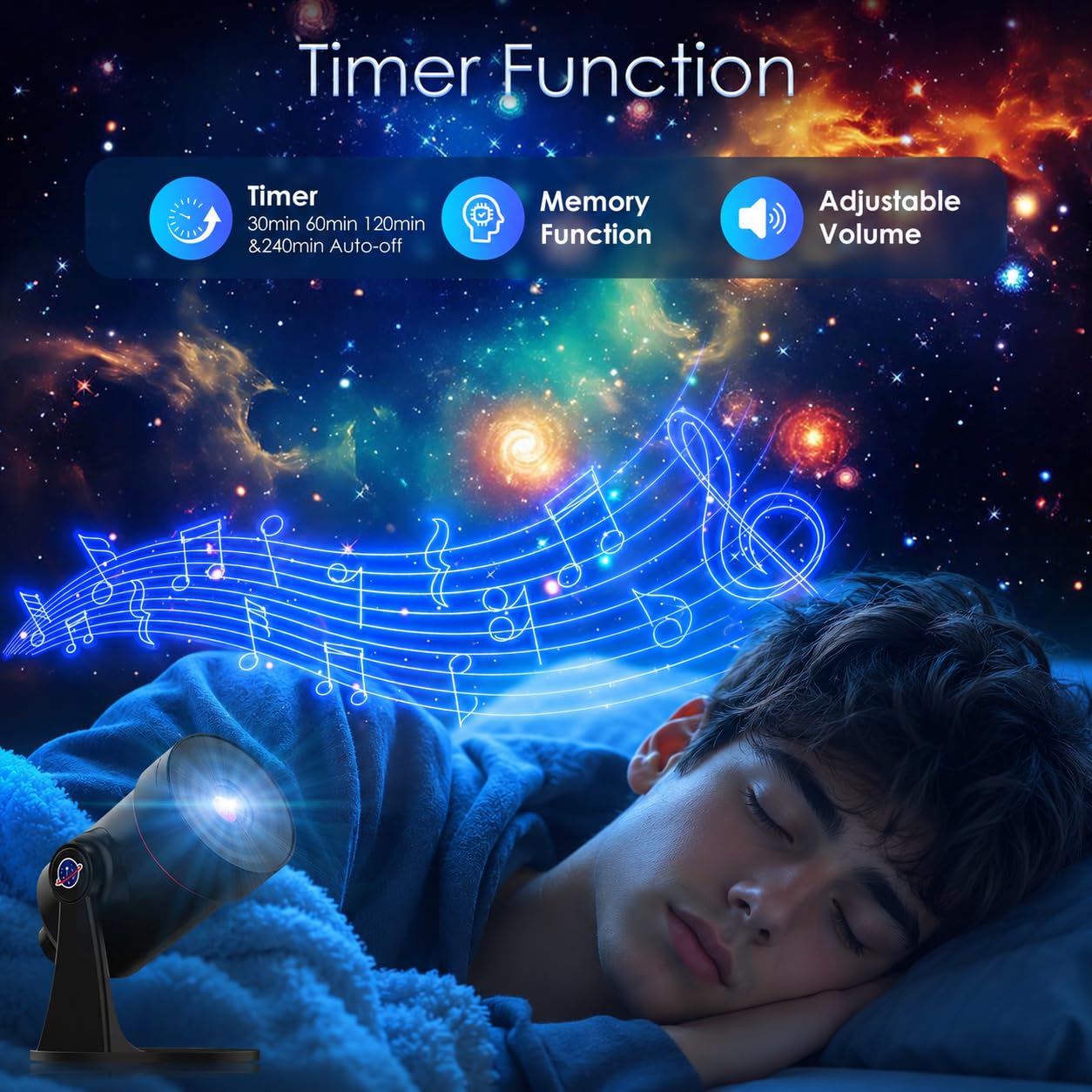 [White Noise] Galaxy Projector, 28 Soothing Sounds Star Projector Sound Machine, Solar System Space Planetarium Projector Night Light, Room Decor for Ceiling Bedroom Adults Sleep Aid