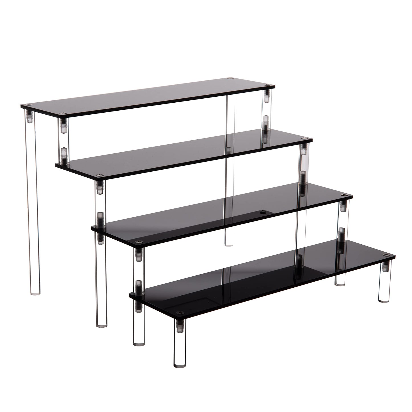 ihomecooker Acrylic Stands for Display,4 Tier Black Cupcakes Perfumes Figurines Display Stand Risers Shelf for Decoration and Organizer