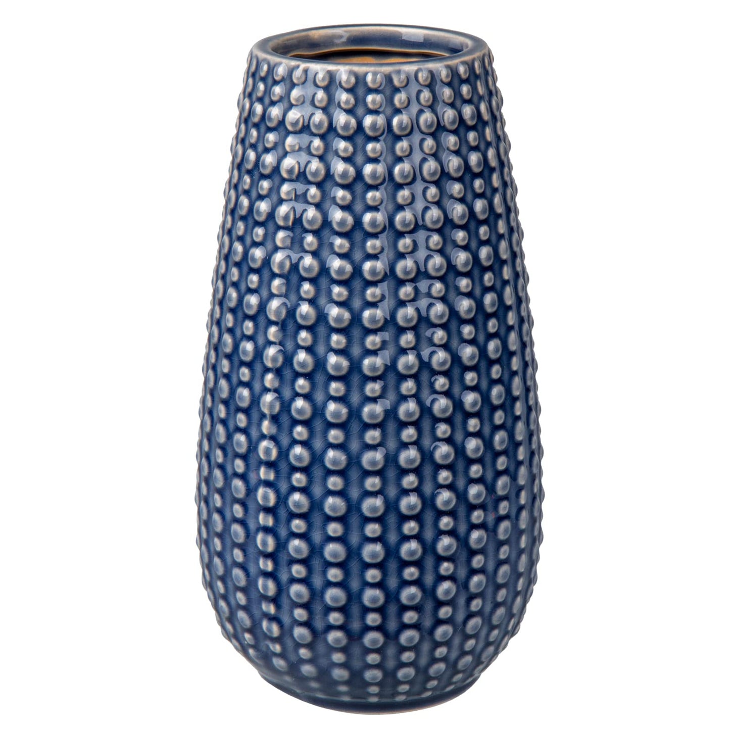 Blue Ceramic Vases for Flowers, Boho Flower Vase for Home Decor, Farmhouse Distressed Decorative Vases for Pampas Grass, Mantel, Shelf, Living Room, Table Decoration