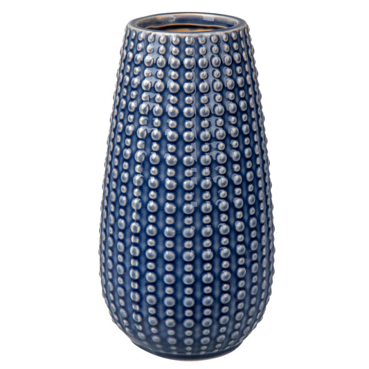 Blue Ceramic Vases for Flowers, Boho Flower Vase for Home Decor, Farmhouse Distressed Decorative Vases for Pampas Grass, Mantel, Shelf, Living Room, Table Decoration