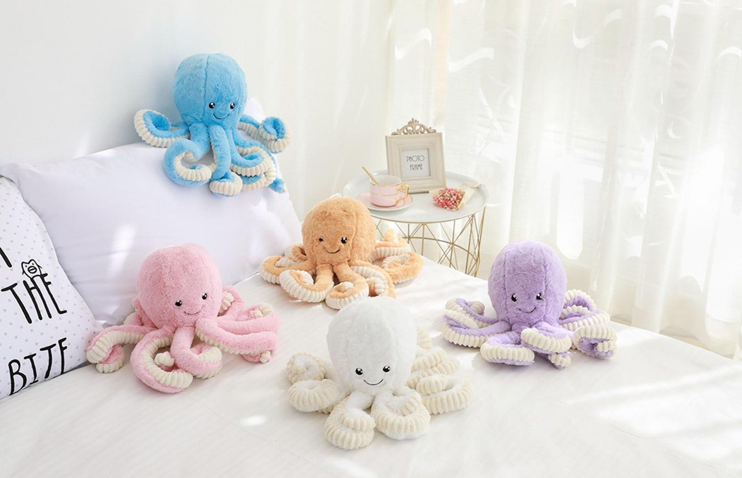 Maxpetus Cute Plush Octopus Stuffed Toy Pillow - Soft Kids' Cushion for Toddler Bed & Playroom，Soft Marine Animal Decorations (Light Pink, 15.7 inch)