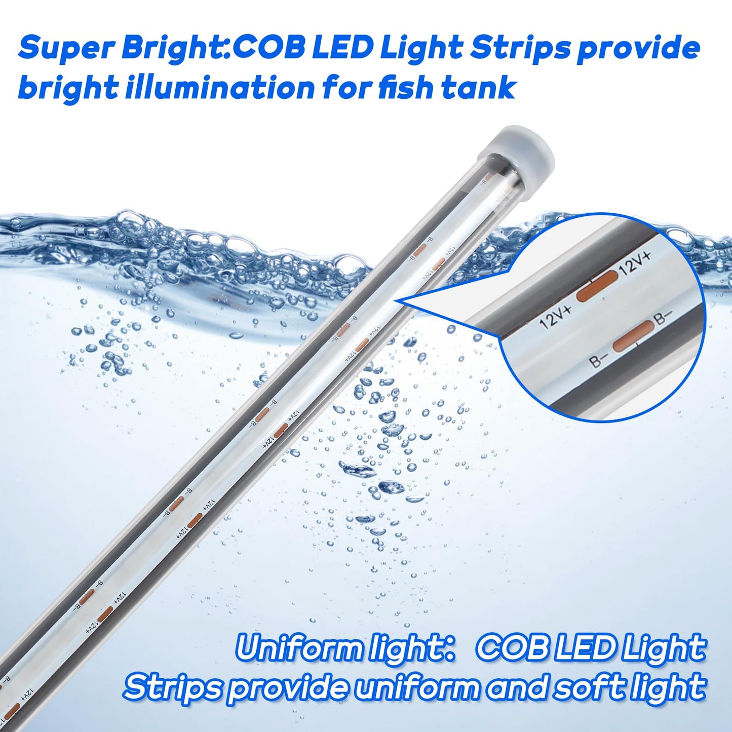 Submersible Aquarium Light for Fish Tank: Full Spectrum Underwater Fish Tank Light with Dimming 8 Colors - COB LED Aquarium Lights with Remote and Suction for 7.8 Inch Saltwater Freshwater Tanks