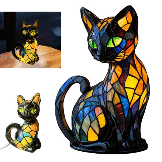 Neioaas Cat Lamp, Retro Cat Resin Table Lamp – Animal Table Lamp 3D Cute Pet LED Lights,Stylish Home Decor Lighting,Tabletop Night Light for Kids' Room & Bedroom Decor,Ideal Gift for Lovers(Cat A)