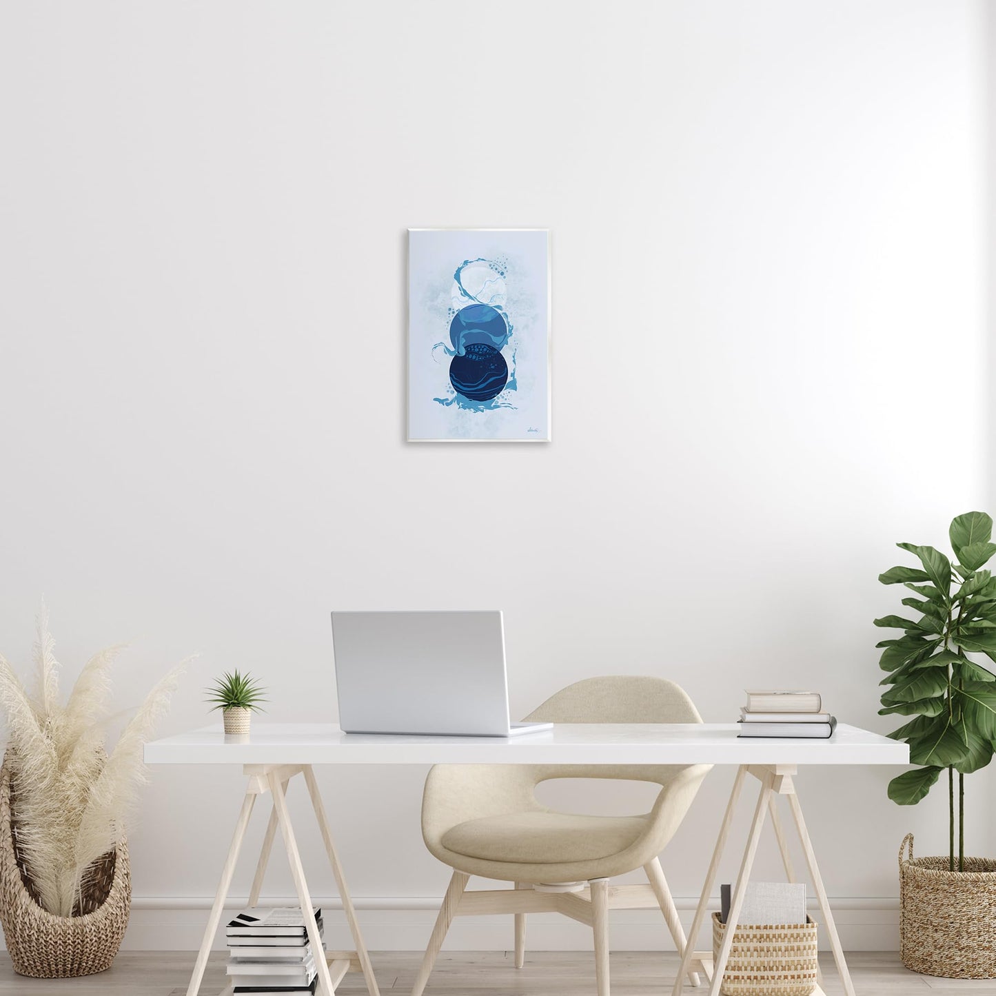 Abstract Nautical Water Circles, 10 x 15 Inch Mounted Print on Wall Plaque