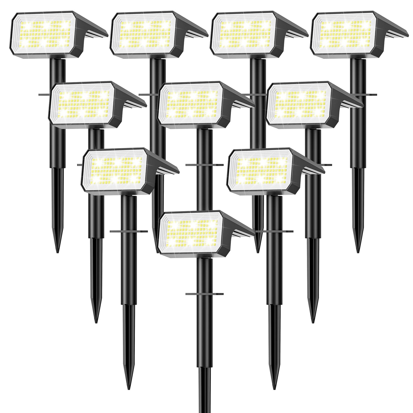 Flaow Solar Spot Lights Outdoor, [10 pack/118 LED] 4 Modes Auto On/Off Solar Landscape Spotlights, Ip67 Waterproof Solor Powered Pathway Lights for Outside Yard Garden Walkway Tree Patio (Cool White)