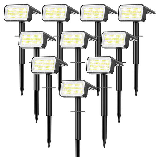 Flaow Solar Spot Lights Outdoor, [10 pack/118 LED] 4 Modes Auto On/Off Solar Landscape Spotlights, Ip67 Waterproof Solor Powered Pathway Lights for Outside Yard Garden Walkway Tree Patio (Cool White)