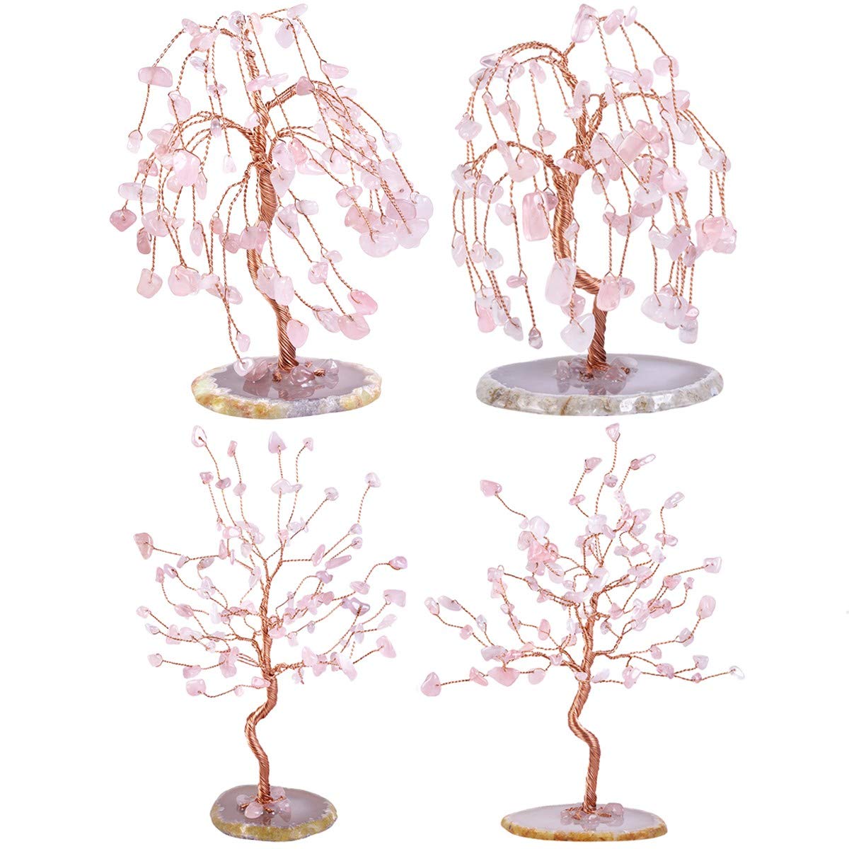 Rockcloud Handmade Rose Quartz Crystal Tree for Home Office Decor 3.5-4.5"