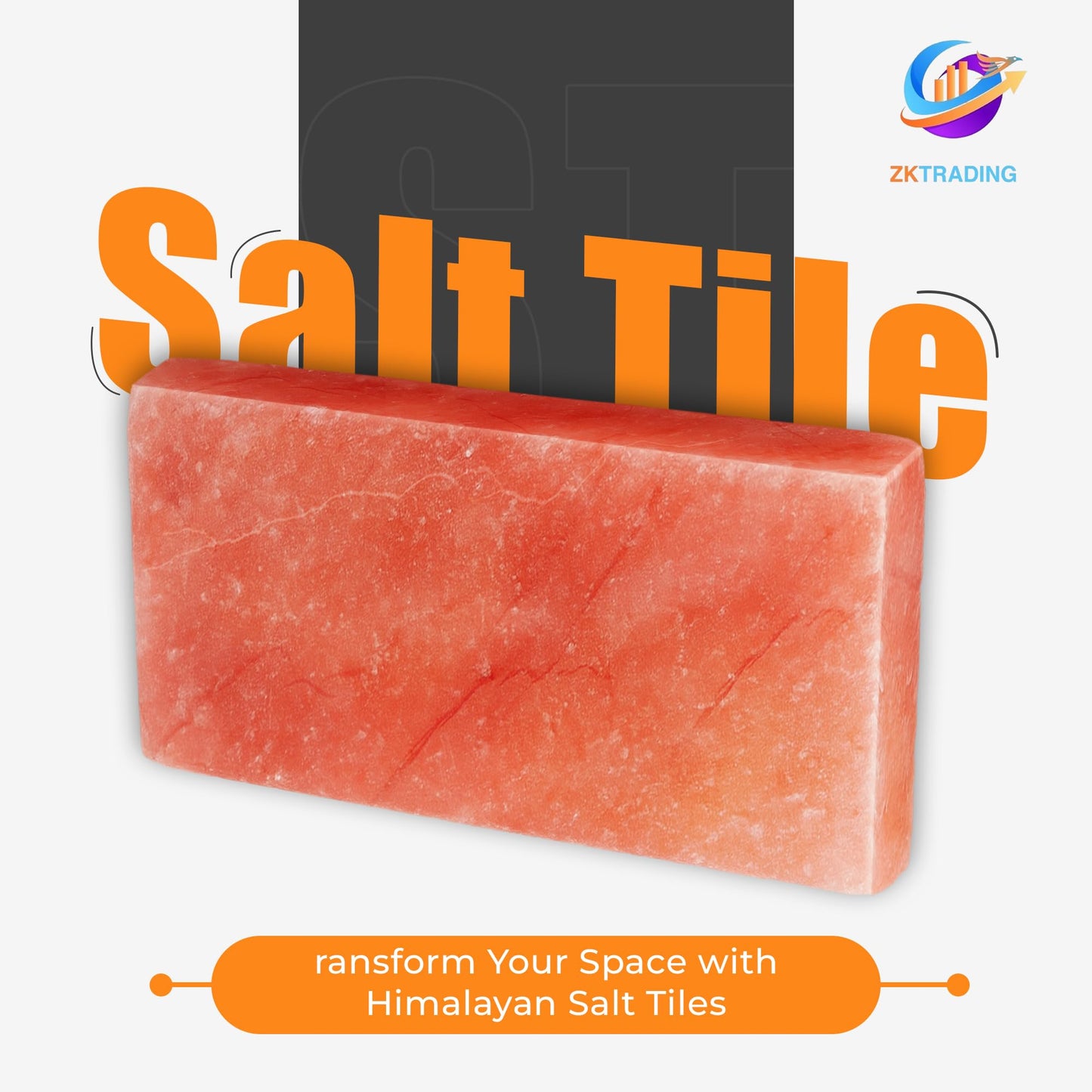 ZK Pack of 6 Himalayan Salt Tiles 8"x4"x1" – Natural Pink Salt Bricks for Sauna Walls, Salt Blocks of 2.5 lbs for Spa Rooms, Backlit Salt Walls & DIY Wellness Décor