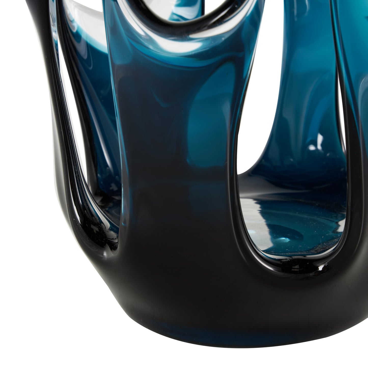 Deco 79 Glass Abstract Decorative Vase Ombre Centerpiece Vase with Wavy Oval Cutouts, Flower Vase for Home Decoration 8" x 8" x 10", Blue