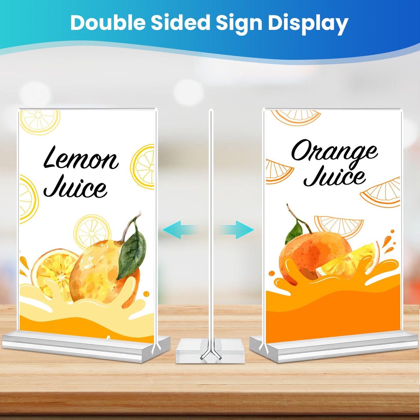 Acrylic Sign Holder 5x7, 11 Pack Clear TableTop Sign Holder-Sided, Plastic Flyer Display Holder with Vertical Base, Clear Flyer Stand Menu Table Display Holders for Restaurants Office Store Show Fair