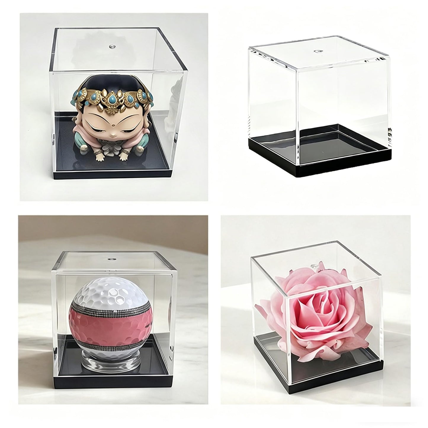 12 Pcs Cube Display Box, 1.77x1.77x1.77Inch Mineral Sample Case, Clear Display Case Specimen Box Suitable for Storing Ores, Crystals, Collectibles, Action Figures, and Miniature Models
