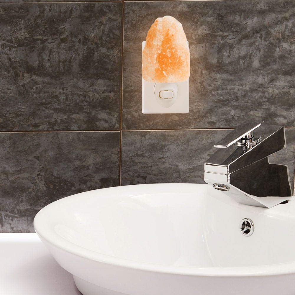 Pure Himalayan Salt Works 100% Natural Himalayan Night Light, Natural Cut Salt Stone with 360° Rotating Wall Plug, Includes Night Light Bulb, 2” Round x 3.9” H