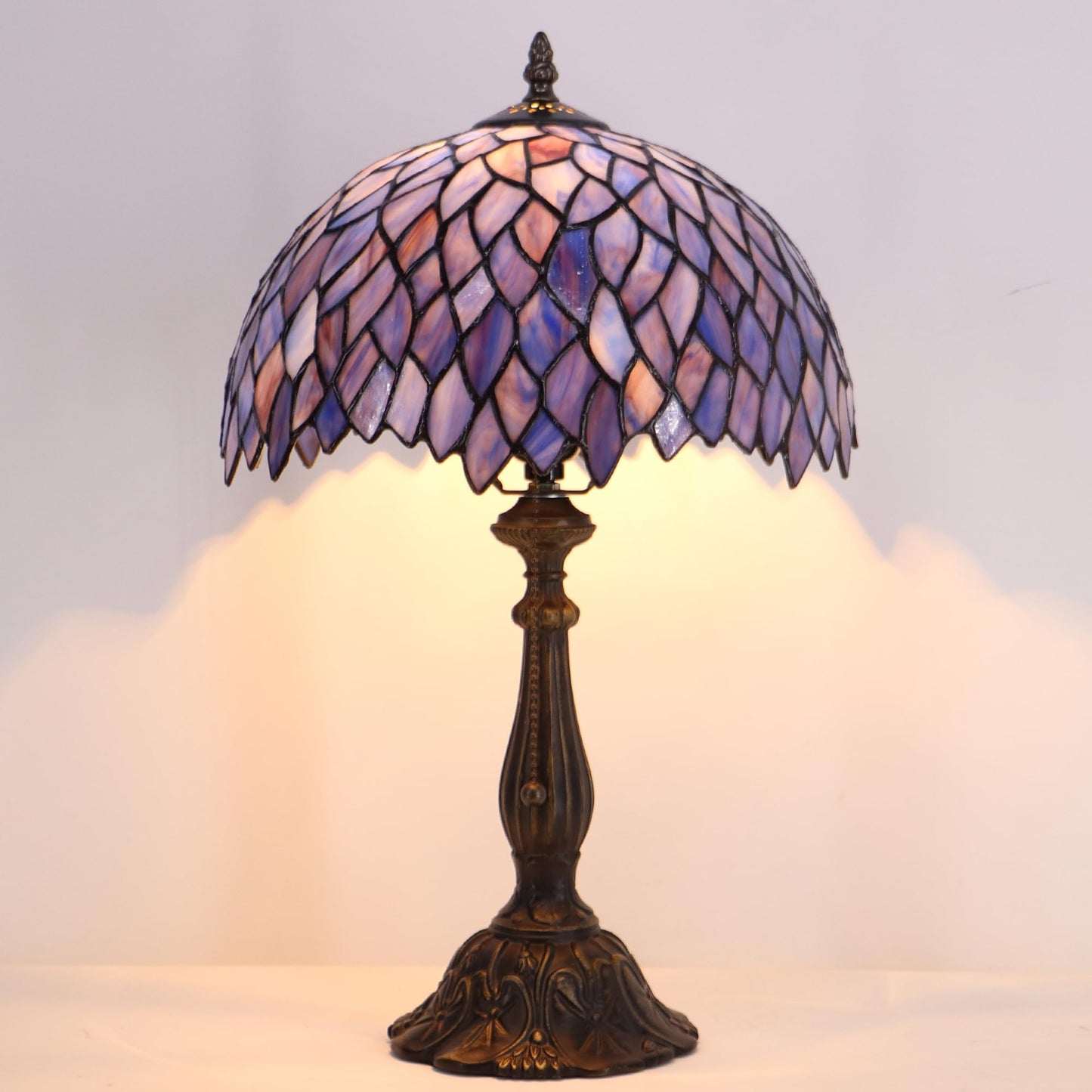 HZYFFYU Tiffany Style Lamp Stained Glass Table Lamp Memory Sympathy Desk Reading Light 12X19 Inch (Wisteria Style)