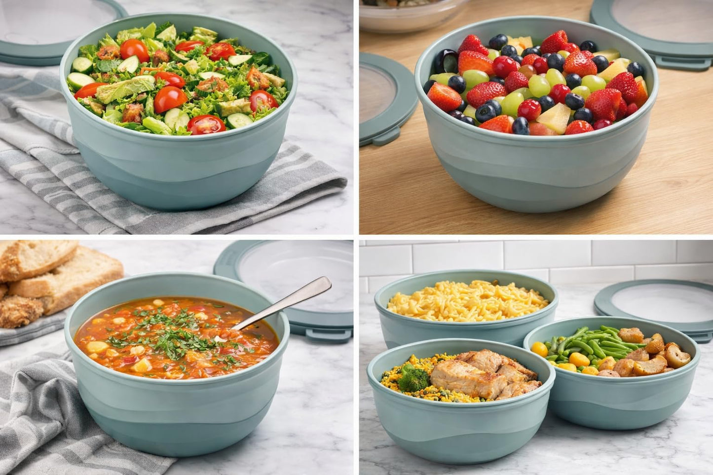 Fizu Home Pera Airtight Mixing Bowls with Lids, 8-Piece BPA-Free Nesting Prep Bowl Set for Kitchen & Food Prep, Large 4200ml Capacity, Microwave & Dishwasher Safe