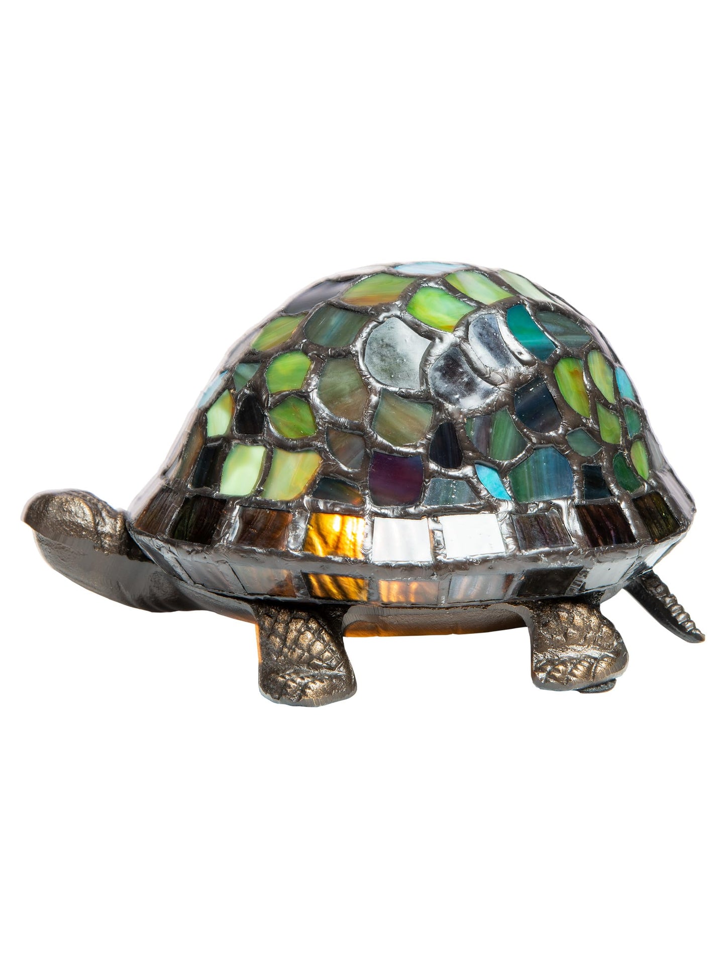 Dale Tiffany 7908/816A Blue Turtle Accent Lamp, Antique Bronze and Art Glass Shade