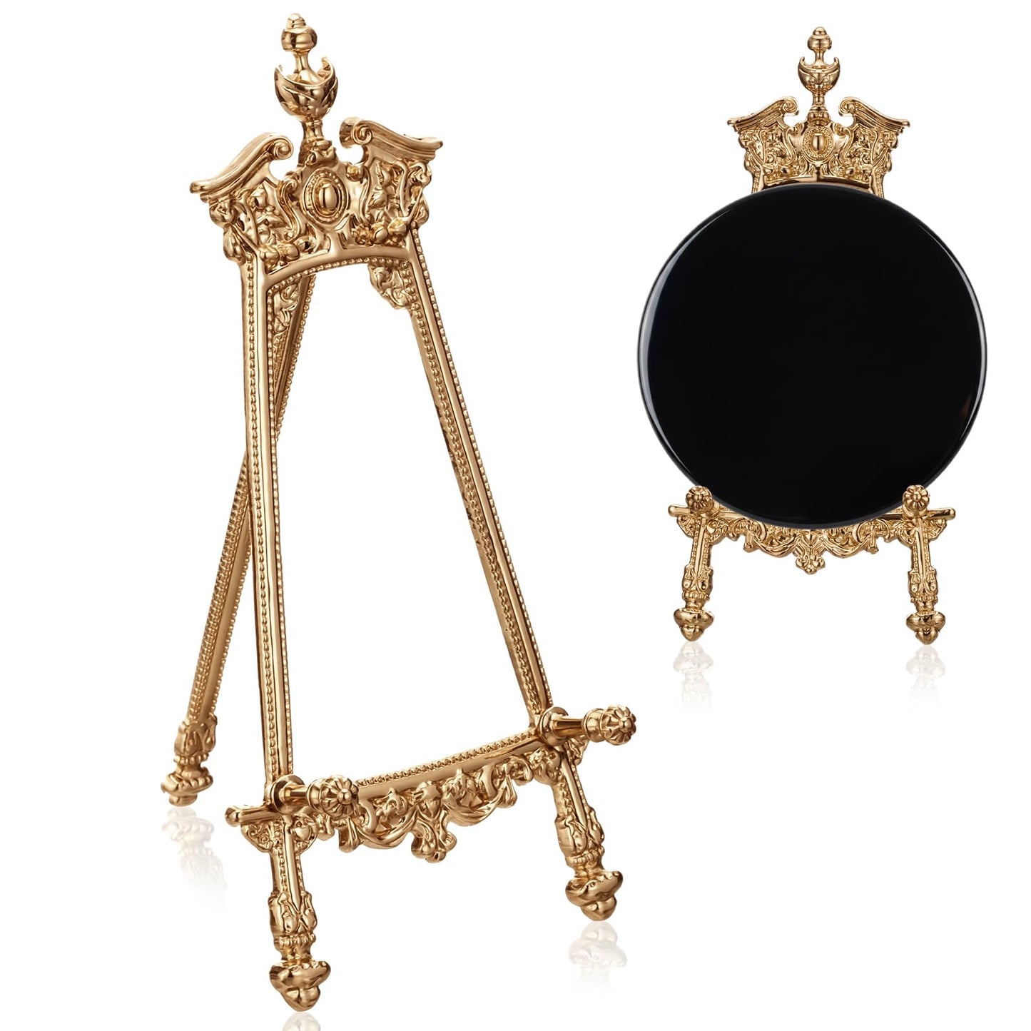 Novabright Ornate Metal Display Stand Only, 9 Inch Antique Decorative Easel for Scrying Mirrors, Small Plates, Photos, Crystal & Altar Decor