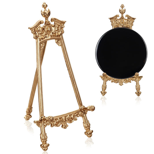 Novabright Ornate Metal Display Stand Only, 9 Inch Antique Decorative Easel for Scrying Mirrors, Small Plates, Photos, Crystal & Altar Decor
