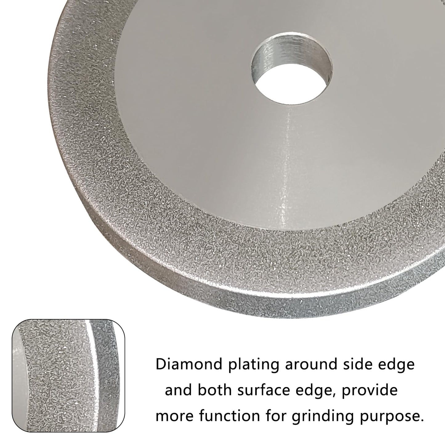 3 inch Flat Diamond Grinding Wheel 150 Grit, 1/2" Arbor, 10mm Wide for Grinding Tungsten,Carbide, Glass,Ceramic, Gem