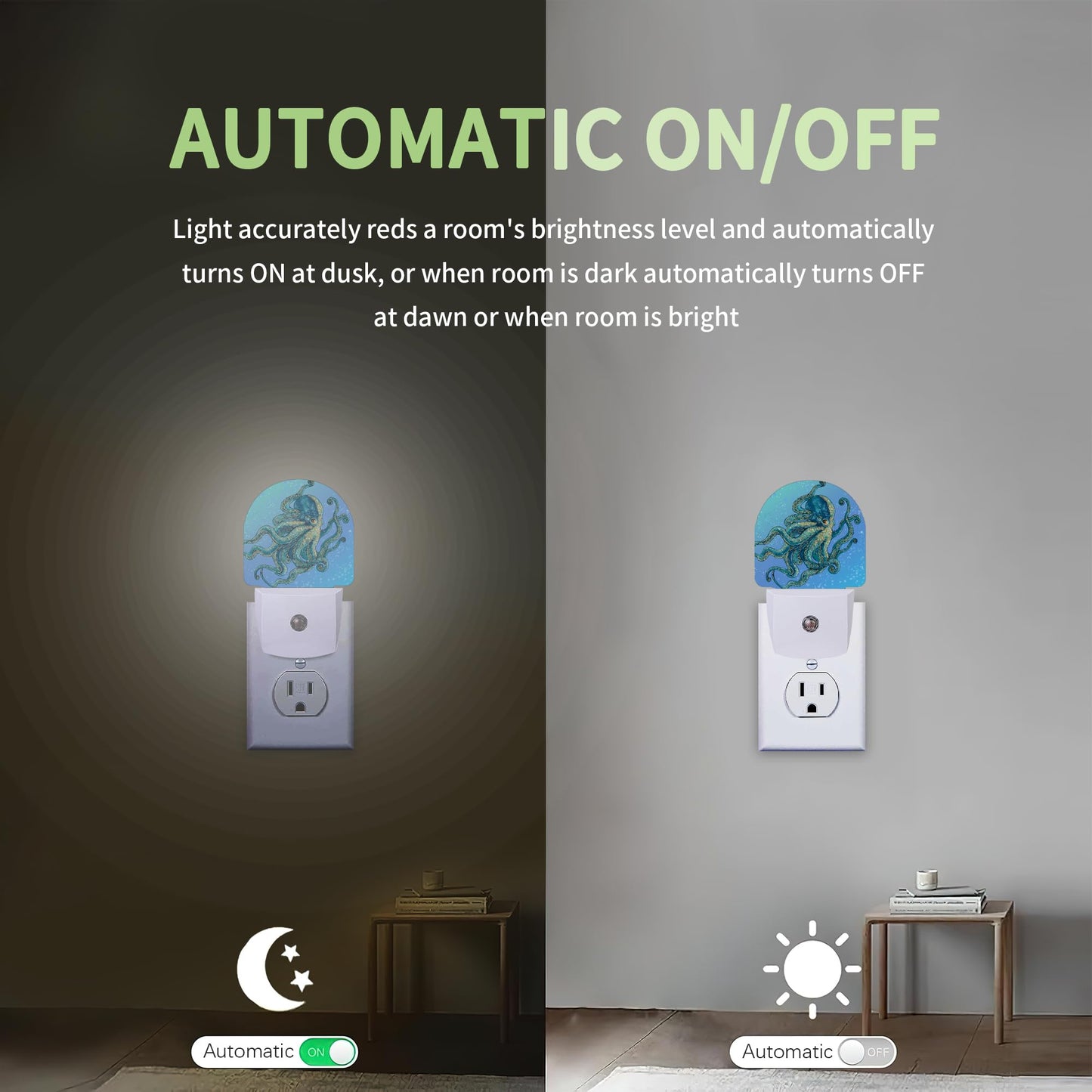 ZTHLL Blue Octopus Night Light, Night Light Plug into Wall with Dusk to Dawn Sensor, LED Lamp Energy Saving Lights for Men Women Boys Girls,Lamp for Bedroom Bathroom Hallway