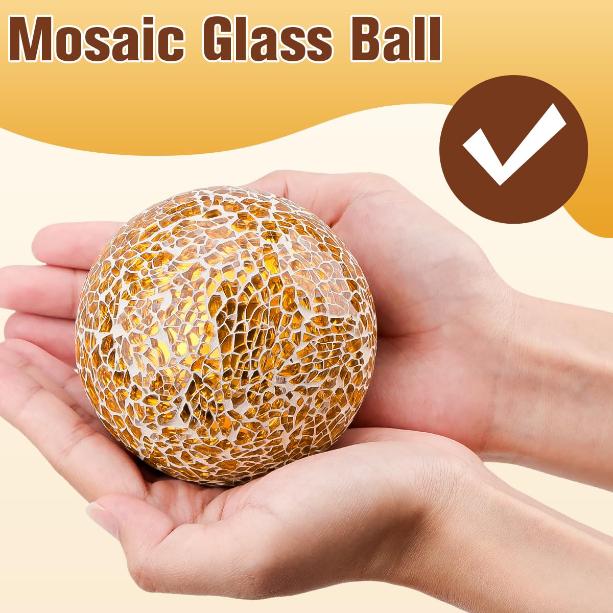 Vhxmaizxn Decorative Balls for Bowls 3.35 Inch Rose Gold Mosaic Glass Ball