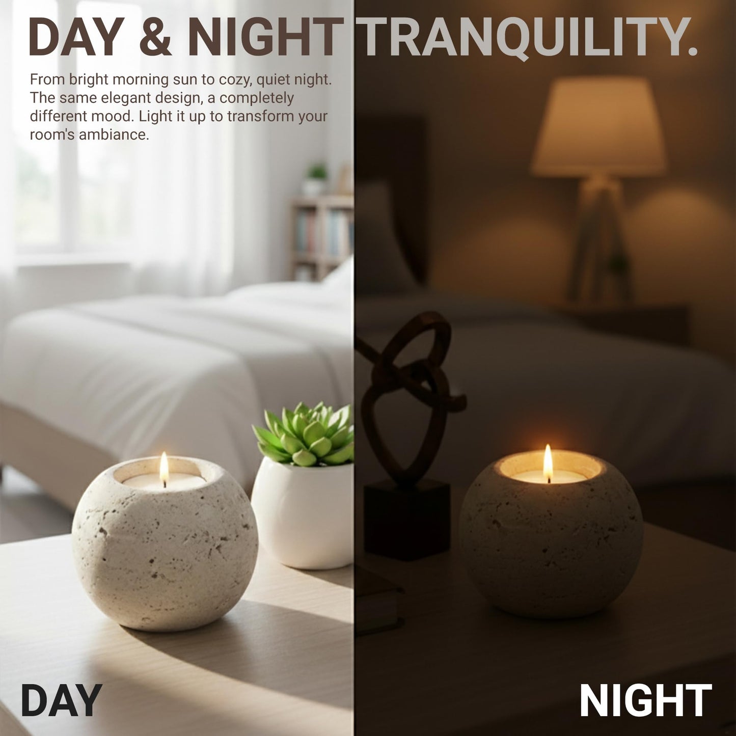 UrbanFocal 3" Marble Tealight Candle Holder Travertine Decorative Votive for Elegant Centerpiece Table Aesthetic Mini Holders for Tabletop