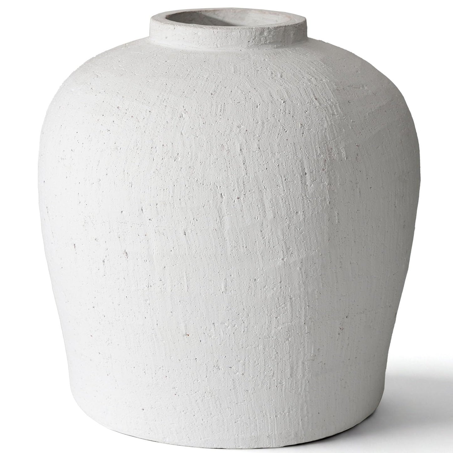 Jaxoriel Large White Ceramic Vase - 10.6 Inch Rustic Farmhouse Flower Vase for Home Decor, Minimalist Tall Vases for Living Room, Dining Room, Holiday & Weddings (White-Base 9.05'')