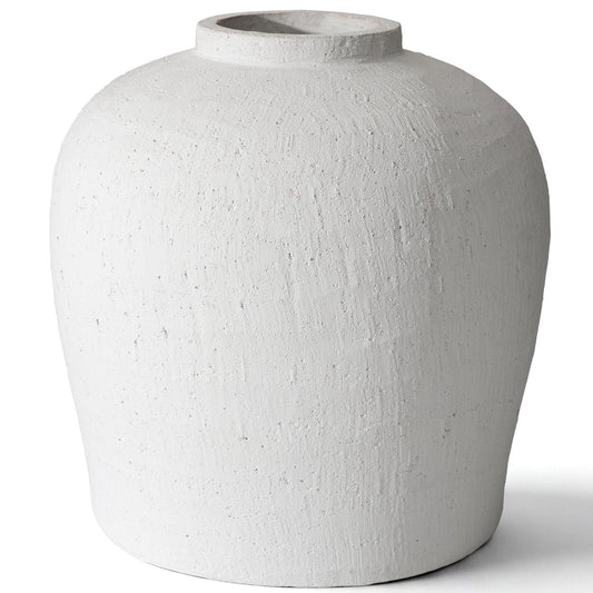 Jaxoriel Large White Ceramic Vase - 10.6 Inch Rustic Farmhouse Flower Vase for Home Decor, Minimalist Tall Vases for Living Room, Dining Room, Holiday & Weddings (White-Base 9.05'')